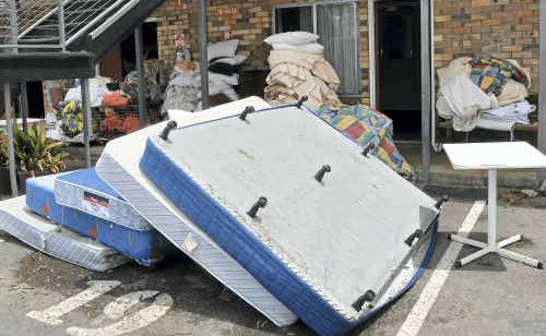 The Payze family moved into the inn 10 days ago. These mattresses and furniture (below) were destroyed by floodwater. The Payze family moved into the inn 10 days ago. These mattresses and furniture (below) were destroyed by floodwater.